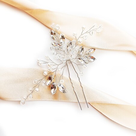 Elegancka kokówka ślubna szpilka do włosów z cyrkoniami