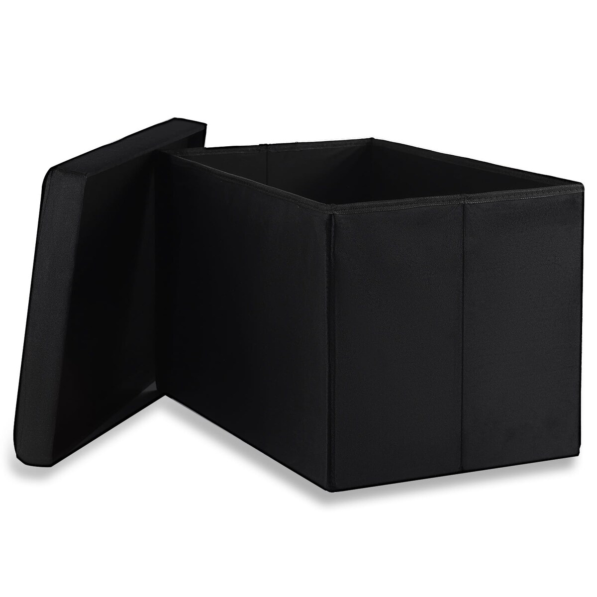 Pufa Składana Xl Z Guzikami - 60X38X38Cm Aksamit Czarna X 4