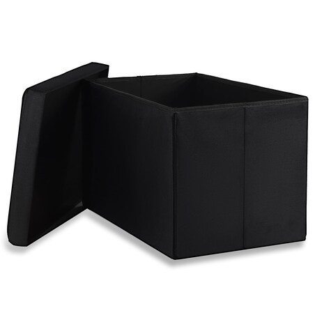 Pufa Składana Xl Z Guzikami - 60X38X38Cm Aksamit Czarna X 4