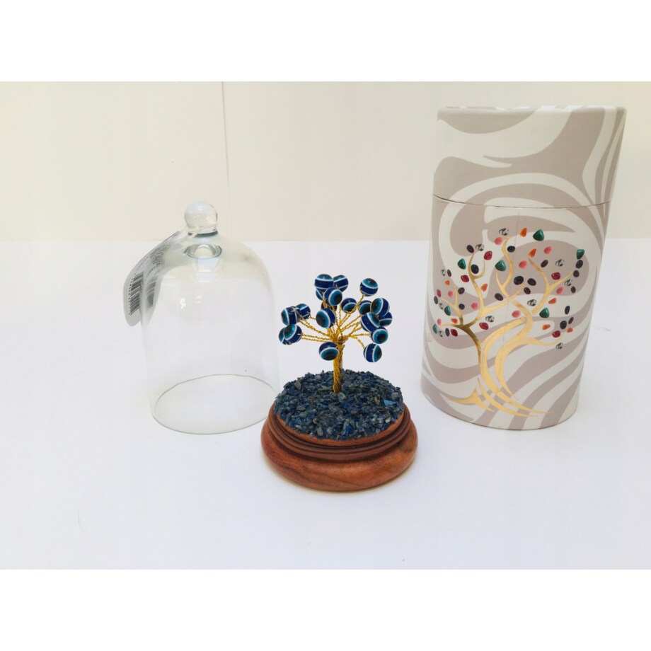 Drzewko z Lapisu z Okiem CZAKRY w Szklanej Kopule BOX na prezent szczęście