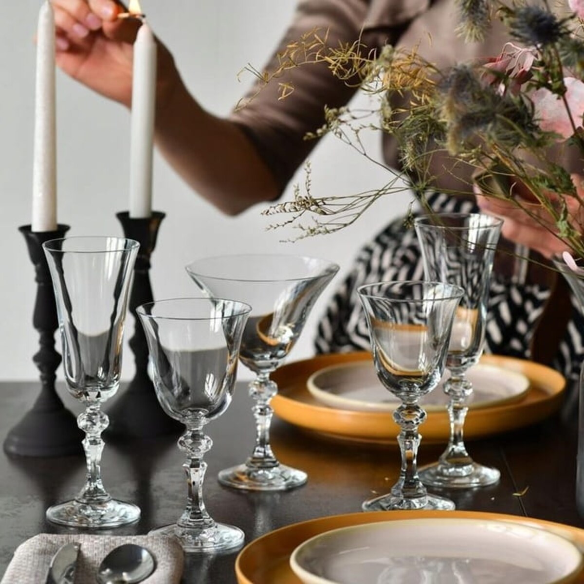 Kieliszki do Wina Czerwonego Białego Wody Krosno Krista 6 x 220 ml Dekoracyjne