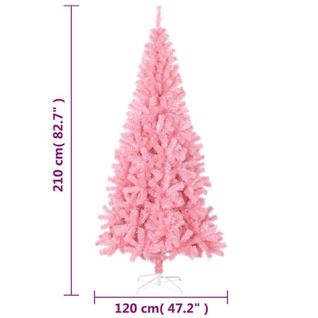 vidaXL Sztuczna choinka ze stojakiem, różowa, 210 cm, PVC