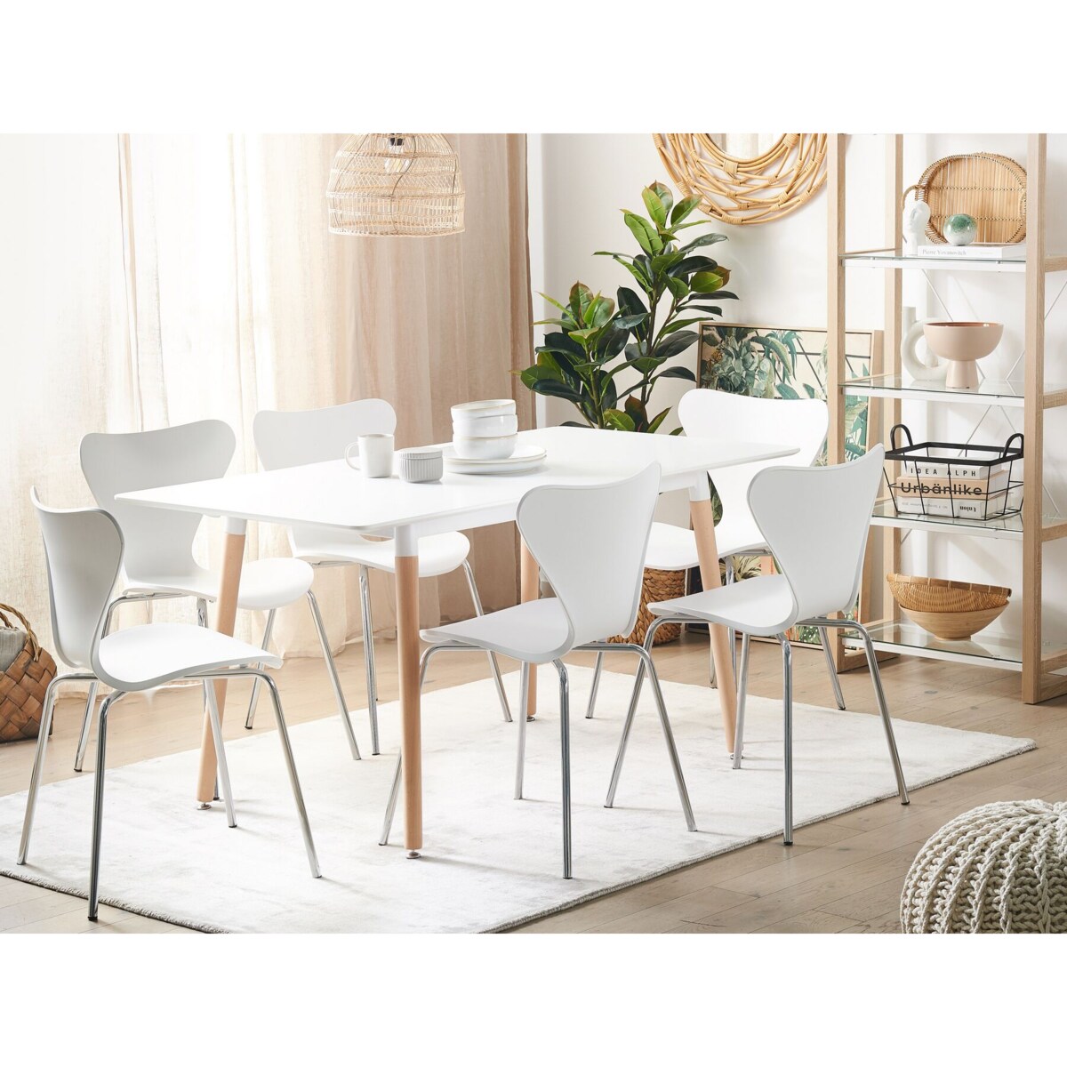 Stół do jadalni rozkładany 120/150 x 80 cm biały z jasnym drewnem MIRABEL