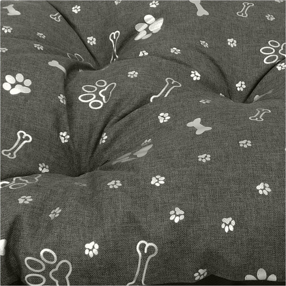 Legowisko Dla Psa Poduszka Posłanie Wytrzymałe 90X70 Cm Kość Srebrna