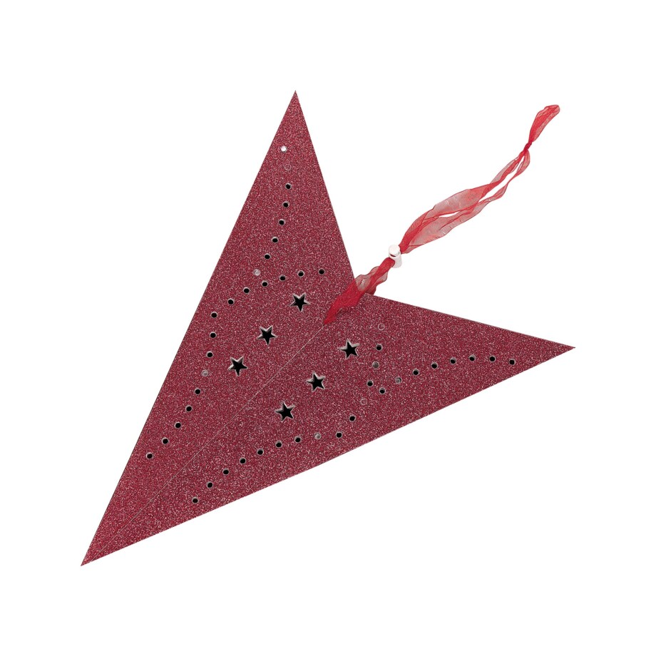 Zestaw 2 wiszących gwiazd brokatowych LED 60 cm czerwony MOTTI