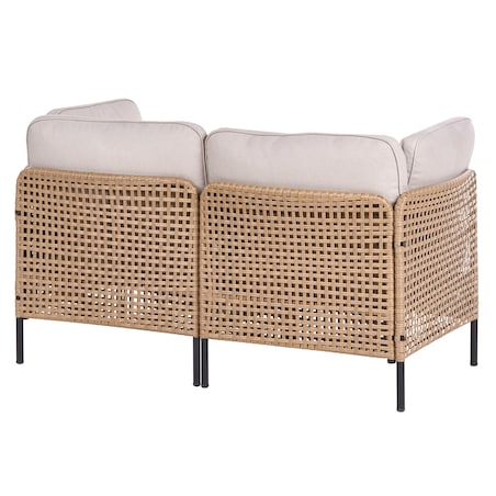 Sofa ogrodowa dla 2 osób OMEGANA Technorattan Jasnobeżowy