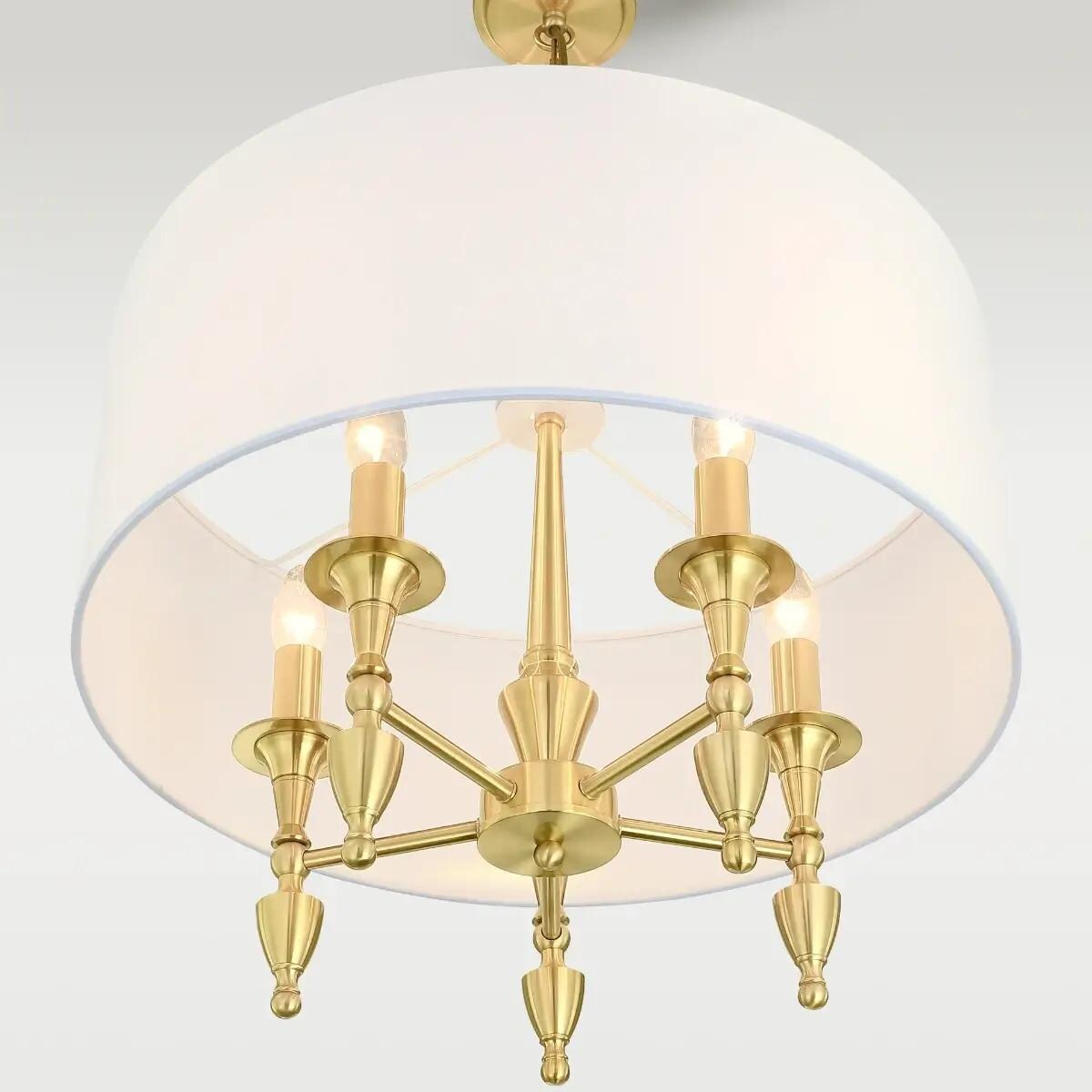 Wisząca lampa z abażurem Austin P05197BR-WH Cosmolight biały mosiądz