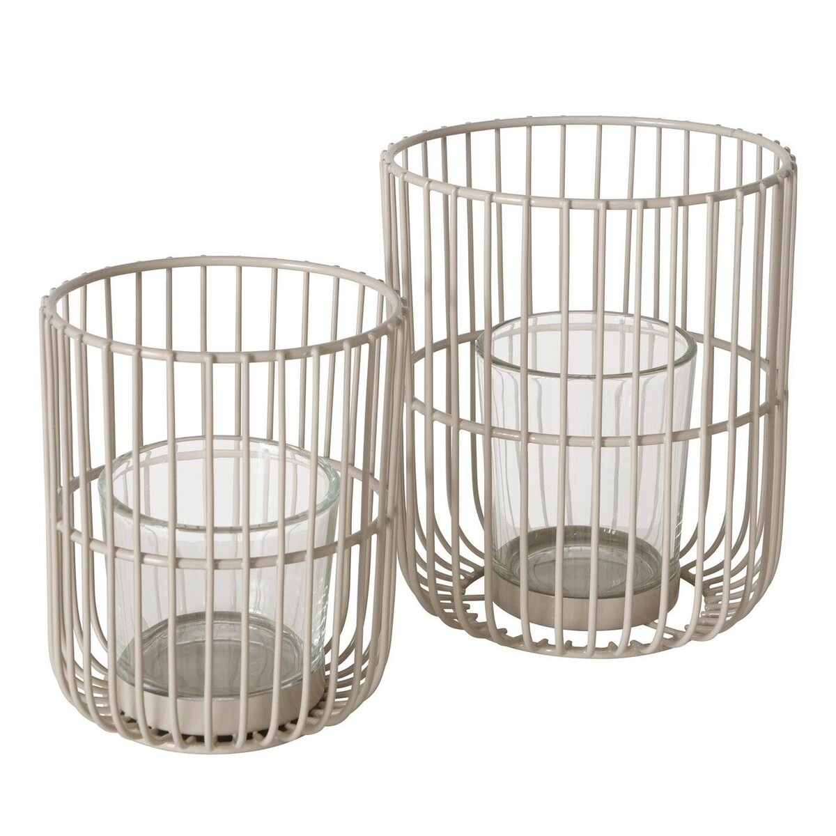 Metalowy lampion CINDY, beżowy, 2 sztuki