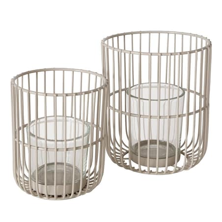 Metalowy lampion CINDY, beżowy, 2 sztuki