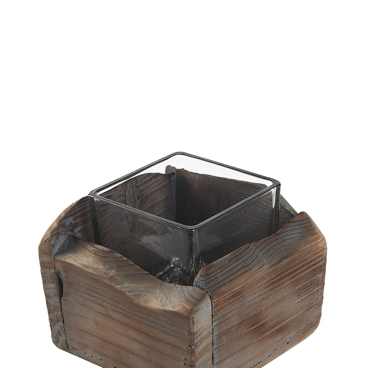 Zestaw 2 świeczników ciemne drewno PLATEROS