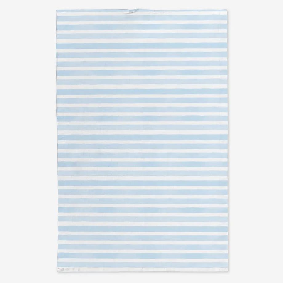 Lniany ręcznik kuchenny - błękitne paski