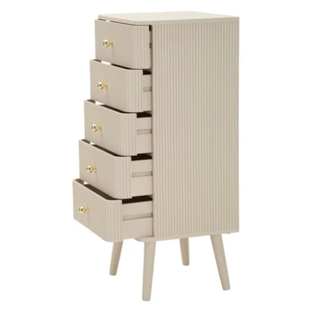 Komoda Shy Drawers, kolor biały i złoty, drewno sosnowe, płyta MDF i żelazo, 37,5 x 34 x 89 cm, Mauro Ferretti