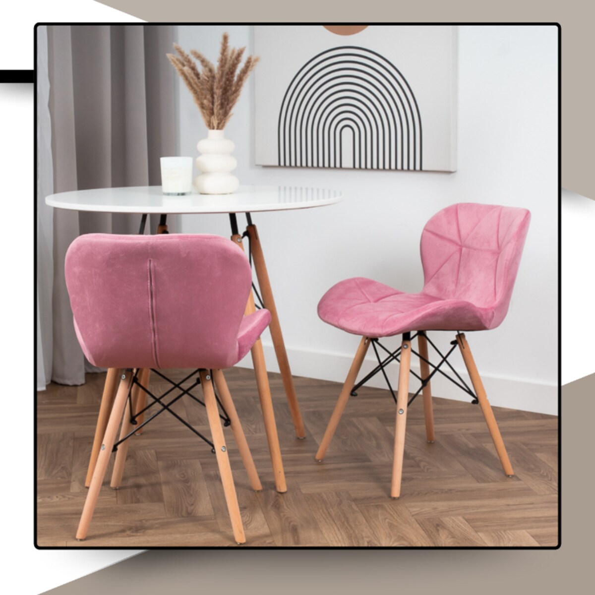 Krzesło Tapicerowane Welurowe Do Jadalni Salonu Pikowane Skandynawskie