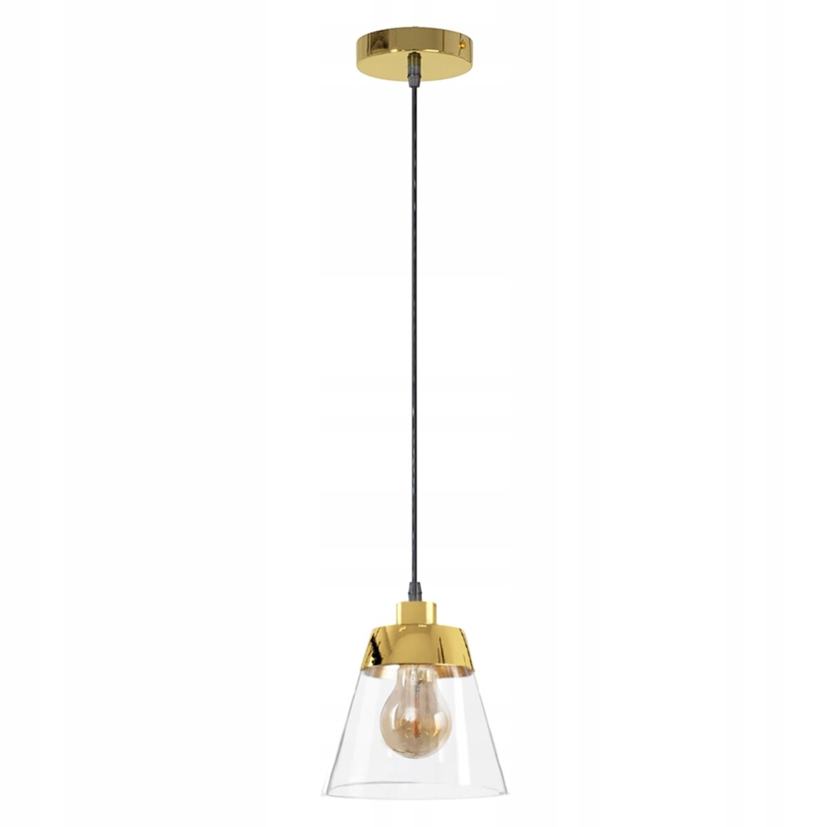 Lampa Sufitowa Wisząca Szklana Okrągła Złota Gold