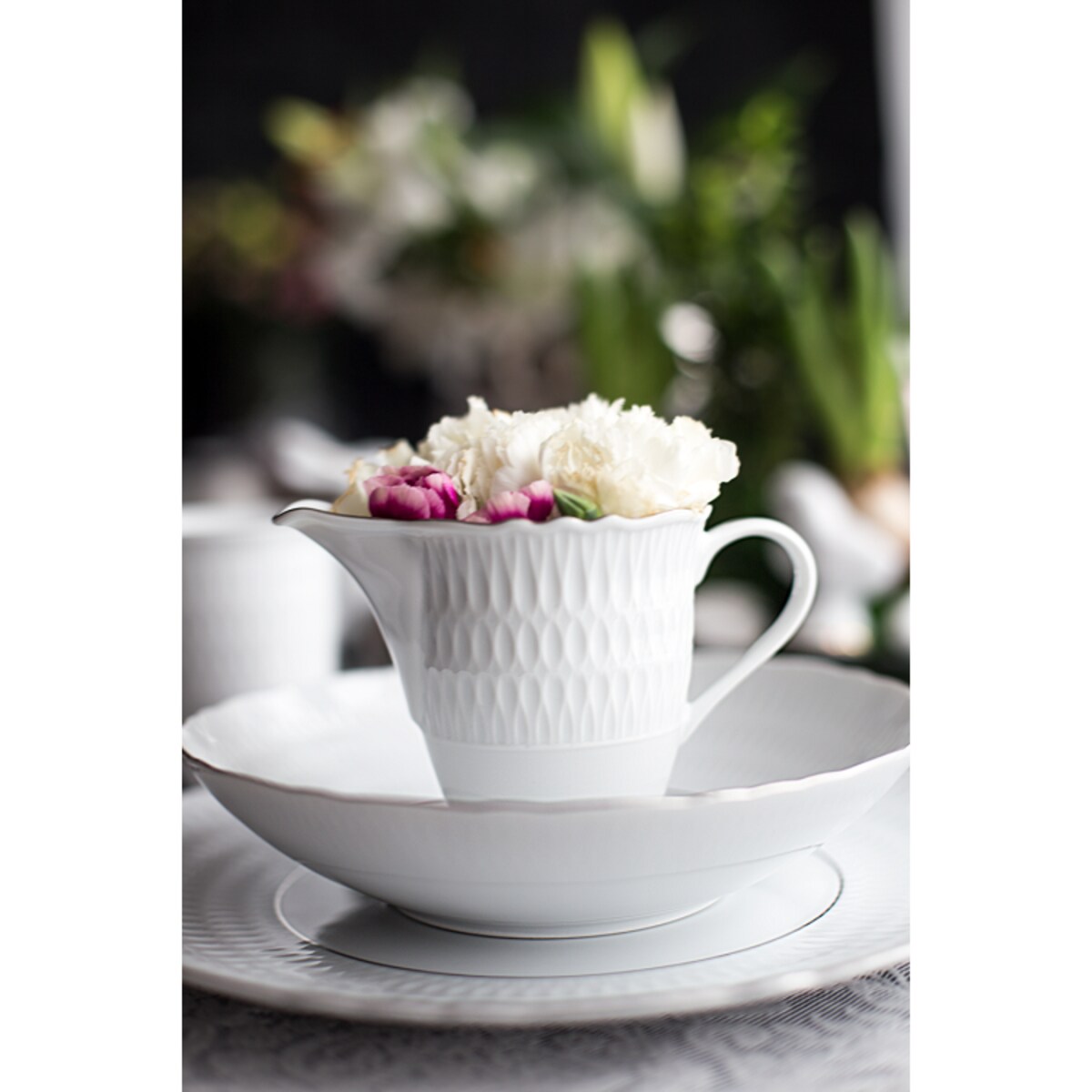 Zestaw filiżanek ze spodkami dla 6 osób 12 el. Sofia Platynowa Linia 3607