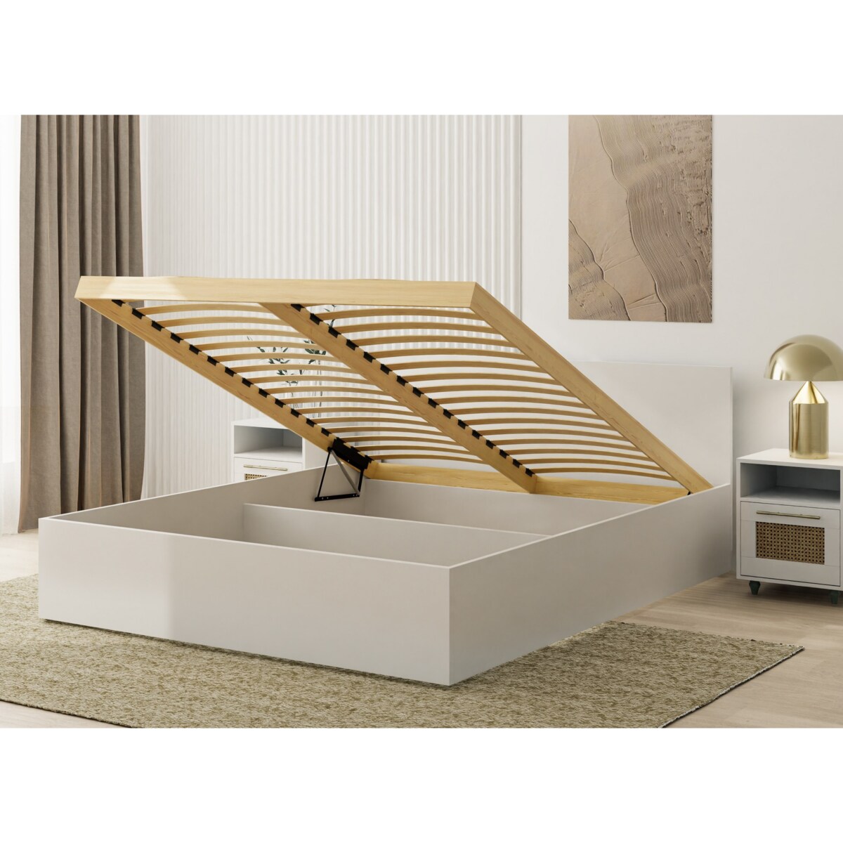 Łóżko z materacem i pojemnikiem ALDO 160x200- białe