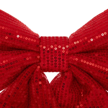 Cekinowa kokarda, czerwona, kpl. 4 sztuk, 39x47 cm