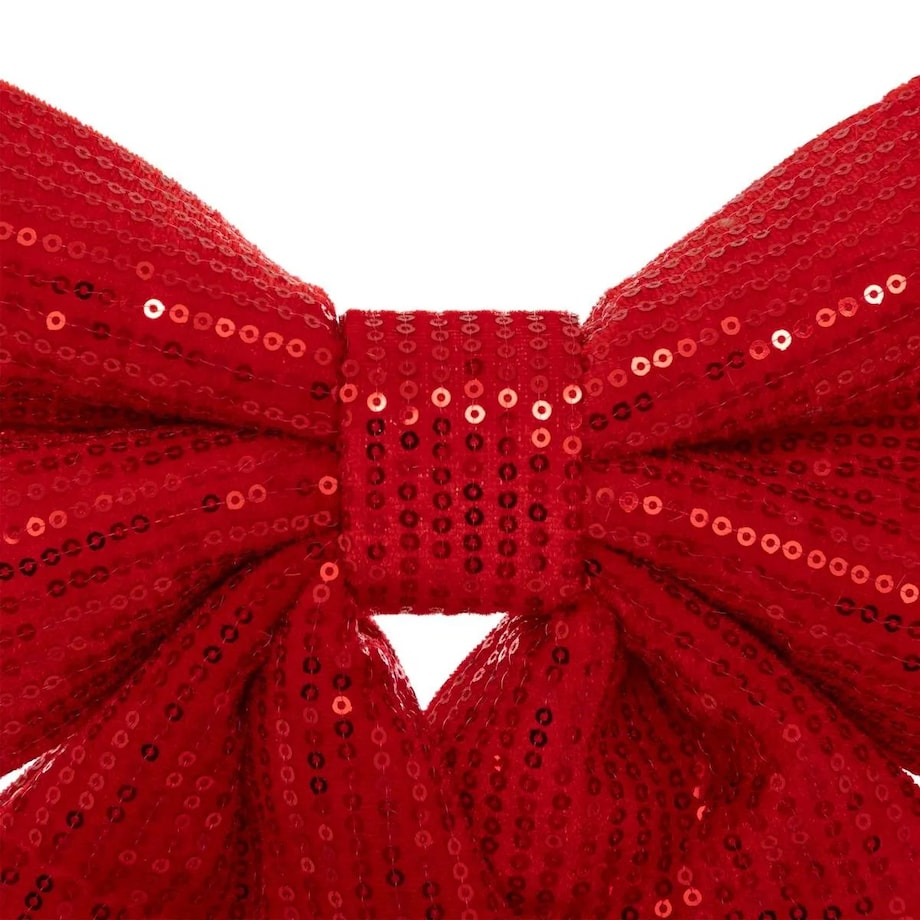 Cekinowa kokarda, czerwona, kpl. 4 sztuk, 39x47 cm