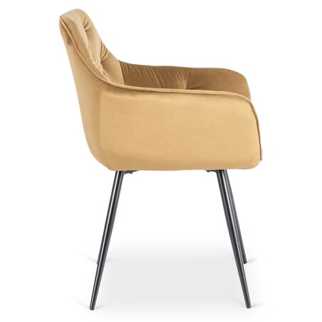 Krzesło Tapicerowane Welurowe Pikowane Do Salonu Musztardowy MODESTO