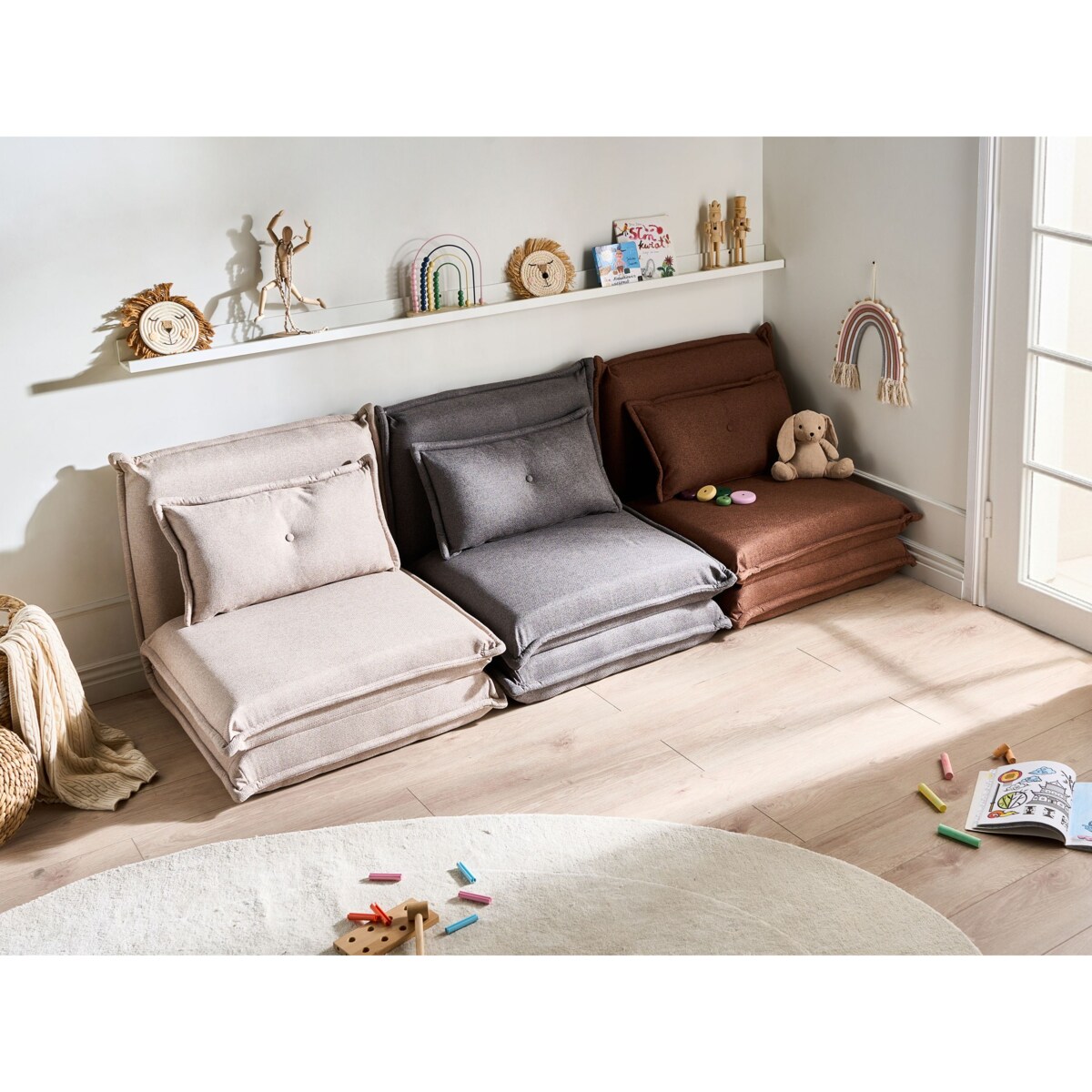 Fotel rozkładany z poduszką jednoosobowy DELLEN Złamana biel