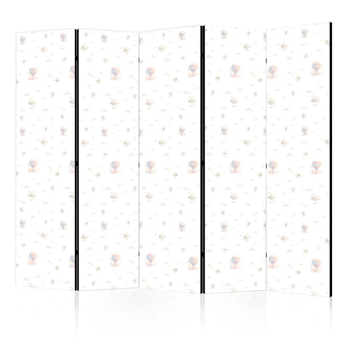 Parawan dwustronny Dla dzieci 225x172 cm 5-częściowy czarny