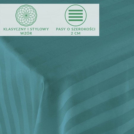 Prześcieradło bambusowe satyna bawełniana 160x240 Bamboo paski, turkusowe