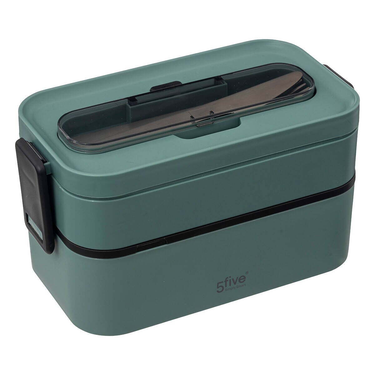 Lunch box do pracy, 2 przegródki + sztućce, 1,4 l