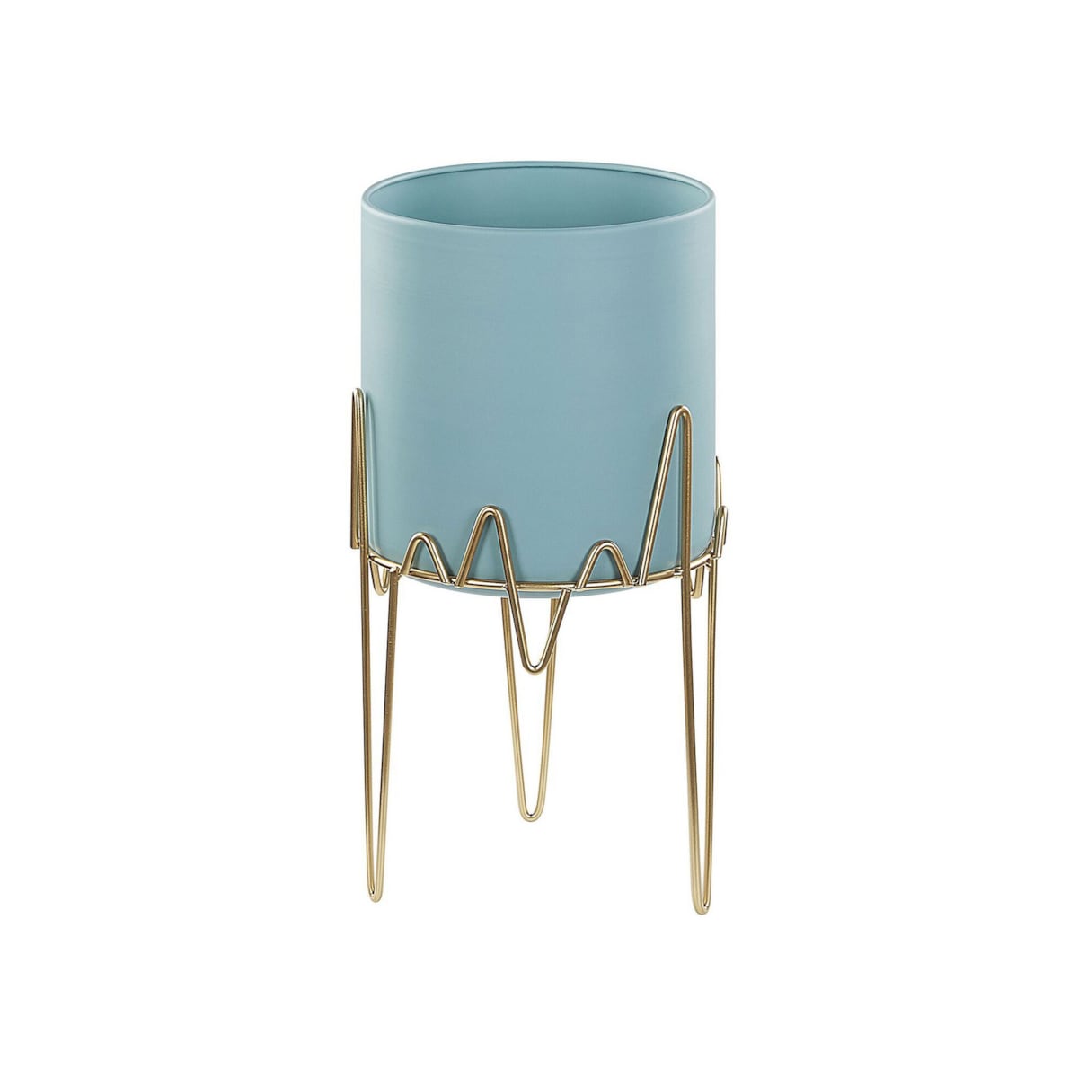 Doniczka na stojaku metalowa 19 x 19 x 39 cm niebiesko-złota KALANDRA