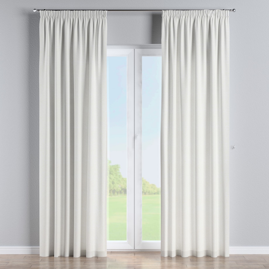 Zasłona na taśmie marszczącej 1 szt. 130x245 śmietankowa biel, listki