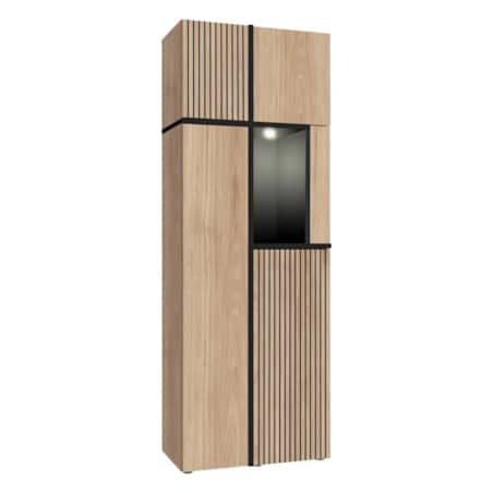 Witryna wysoka CROSS LED hickory jackson/czarna