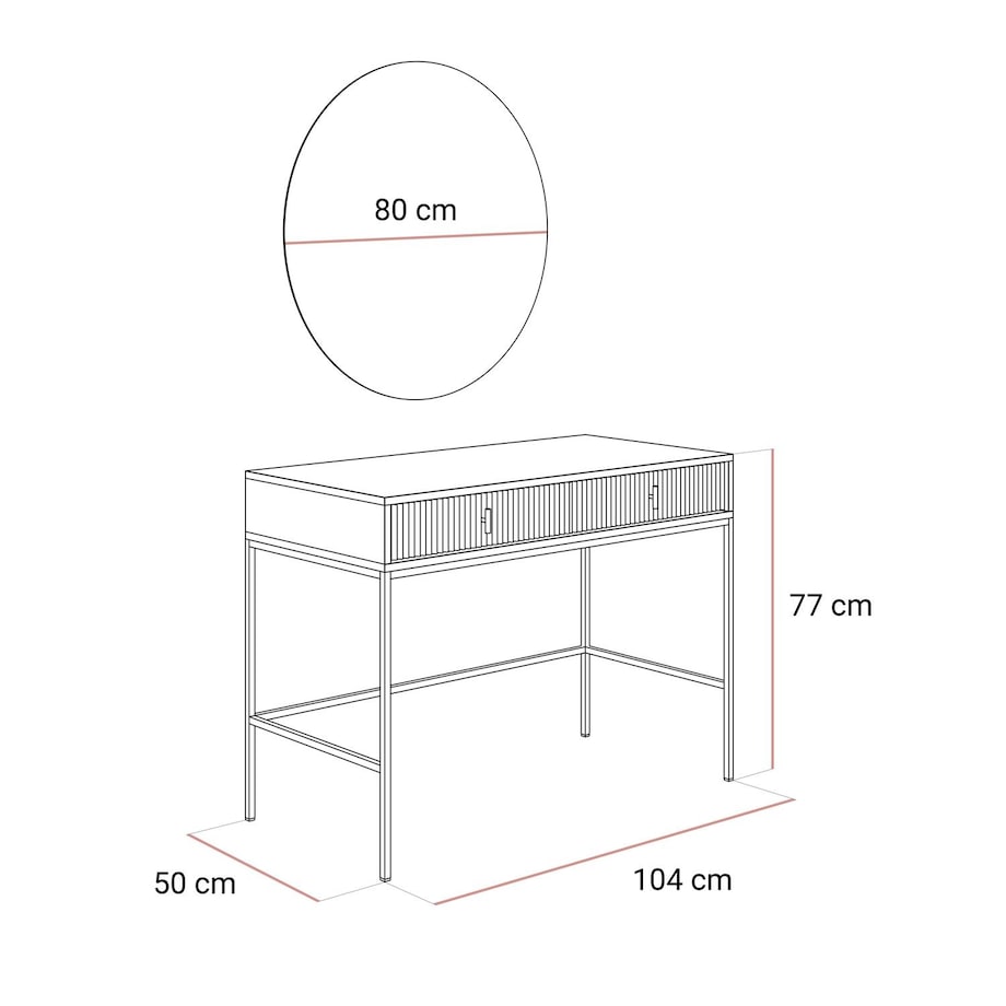 Toaletka MIDNIGHT na stelażu z lustrem i oświetleniem LED, czarna