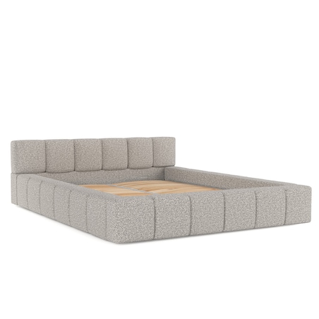 Łóżko tapicerowane MILOS 160x200 z pojemnikiem, Szary, tkanina Bubble 06