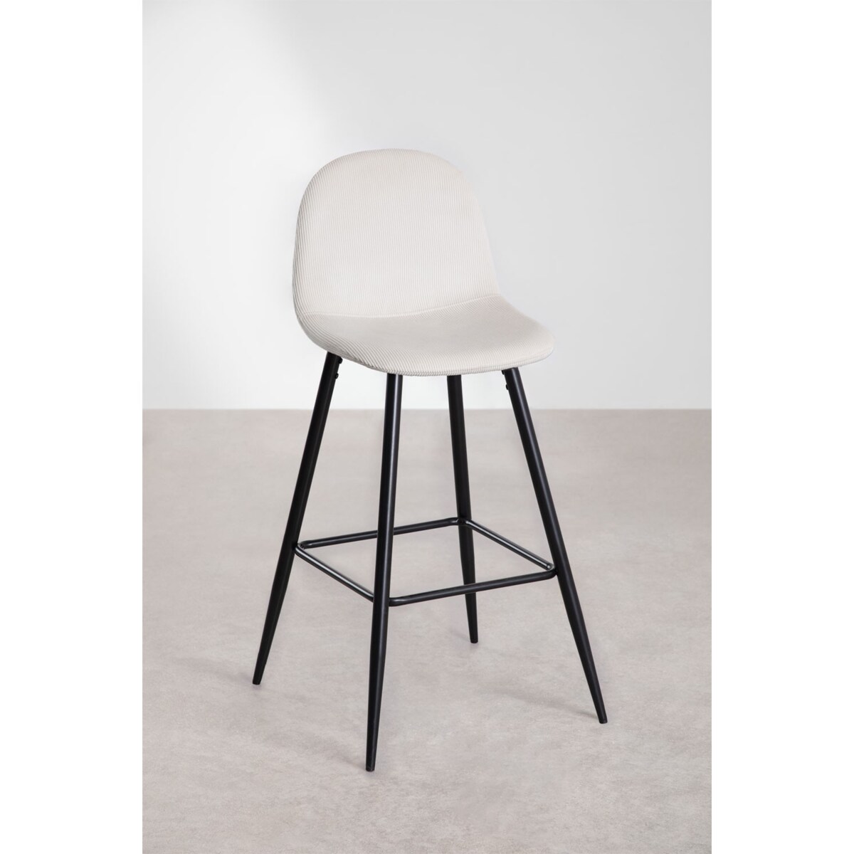 Krzesło barowe sztruksowe, metalowe nogi 75 cm Glamm