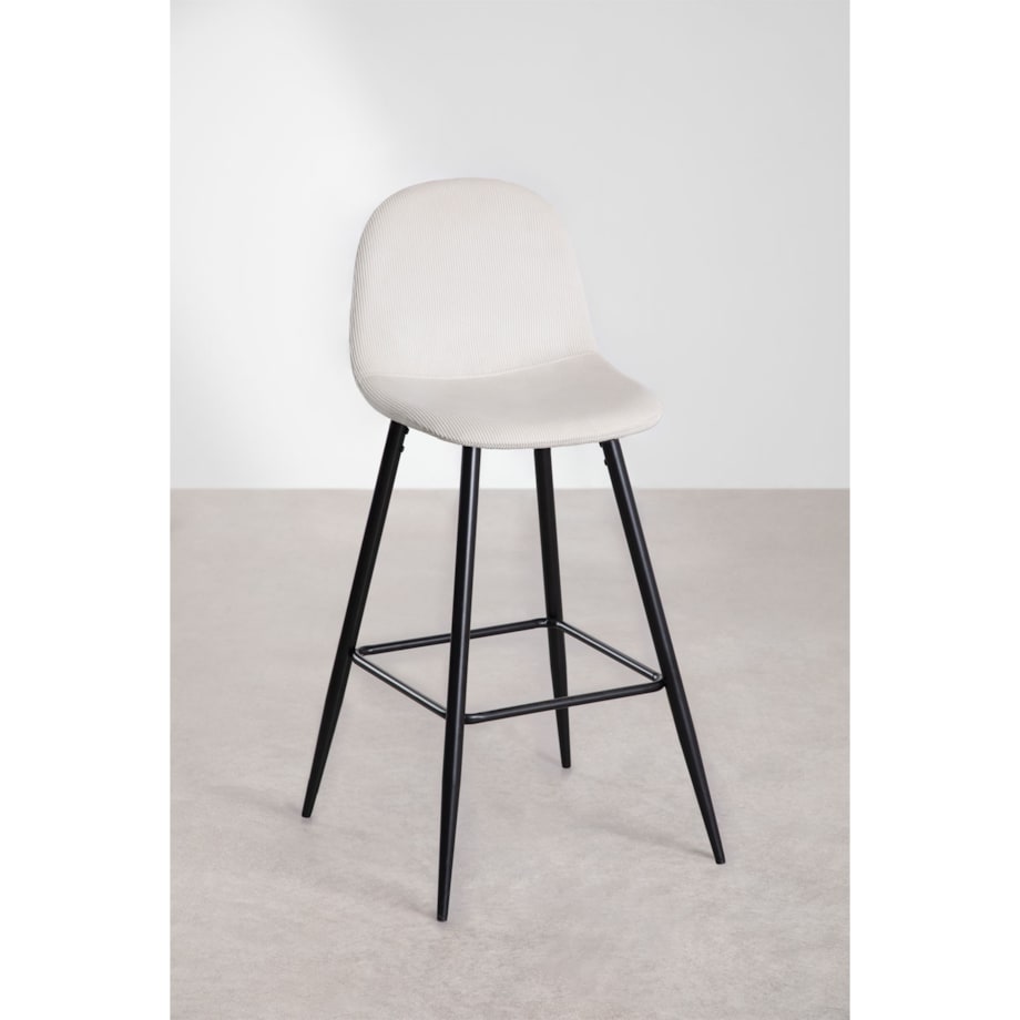 Krzesło barowe sztruksowe, metalowe nogi 75 cm Glamm