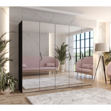 Szafa uchylna z lustrem Sandi 3 250 wys 202 cm Czarny + u Kaszmir