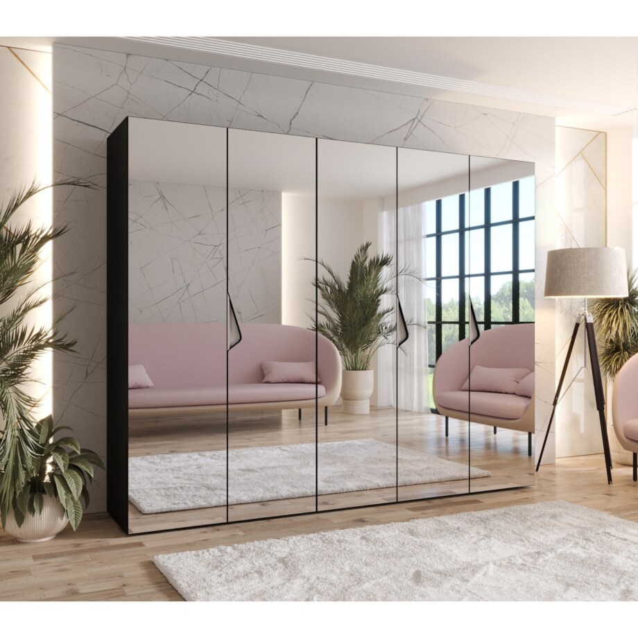Szafa uchylna z lustrem Sandi 3 250 wys 202 cm Czarny + u Kaszmir