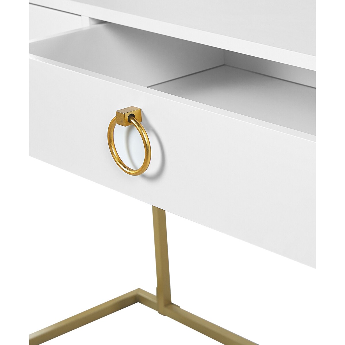 Biurko / Konsola 2 szuflady biało-złota WESTPORT