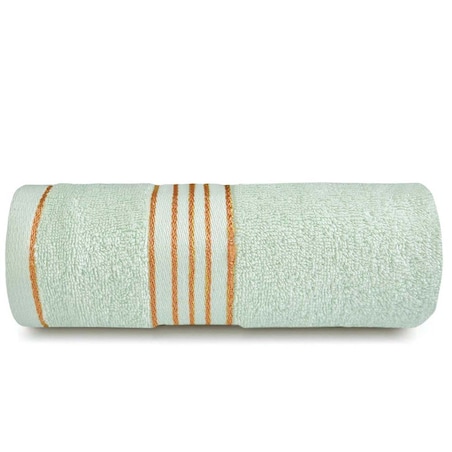 Ręcznik do rąk 30x50 cm bawełniany kolor zielony z bordiurą w złote paski 500 g/m2 TIWANO