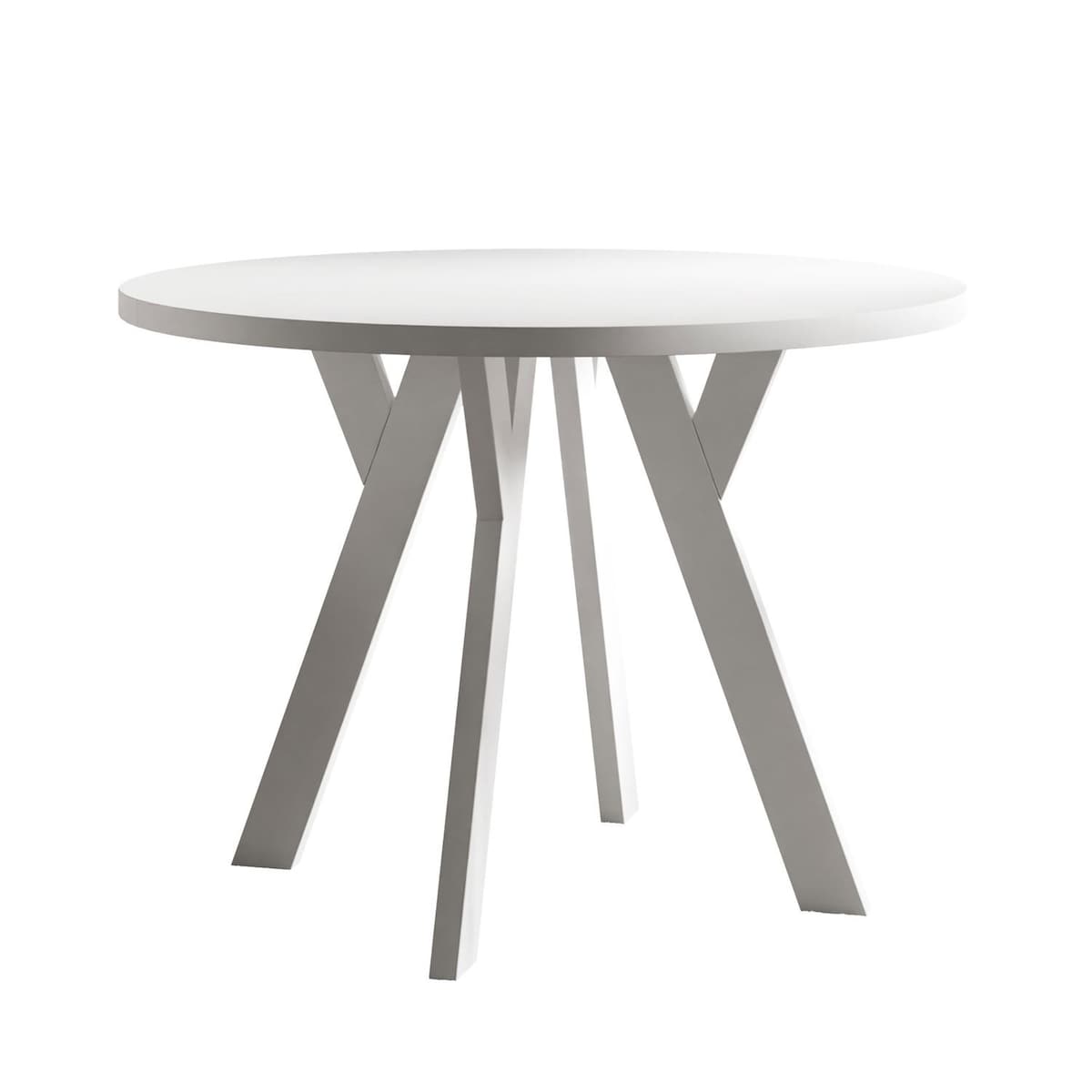 Okrągły stół rozkładany VOLTA MATT, nogi białe, blat biały
