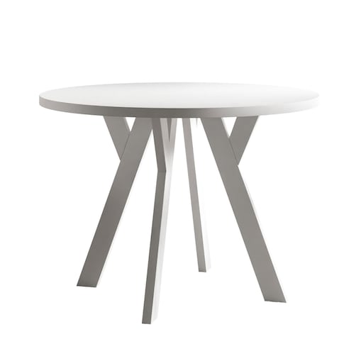 Okrągły stół rozkładany VOLTA MATT, nogi białe, blat biały