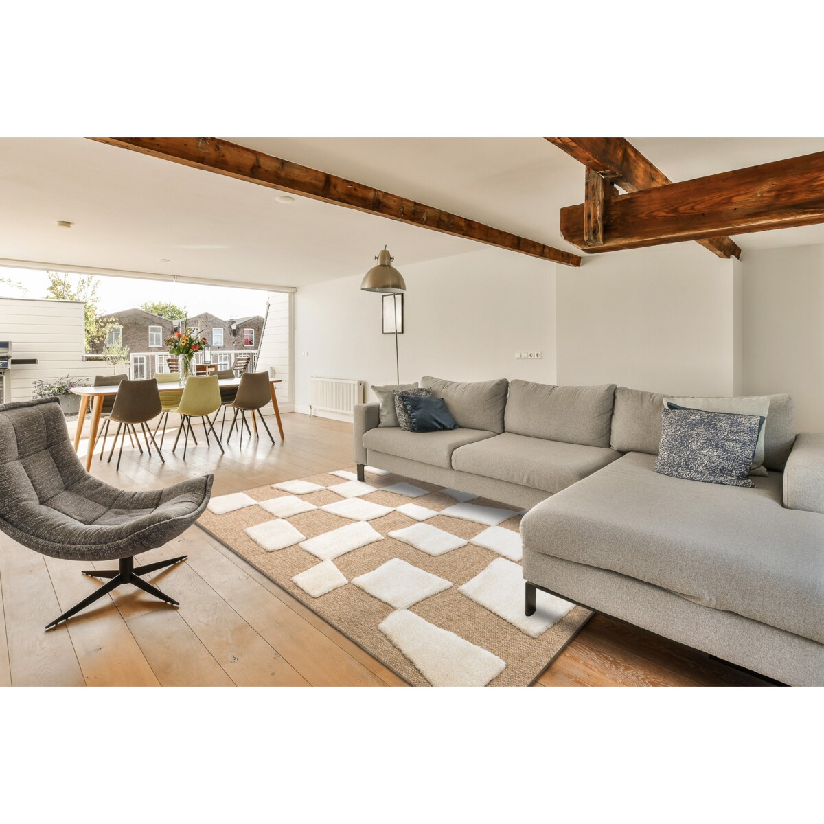 Dywan SPARK 0710A beż / krem - Geometryczny, 140x190 cm