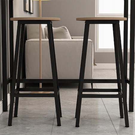 2x krzesło wysokie hoker barowy kuchenny stołek taboret metalowy dąb loft