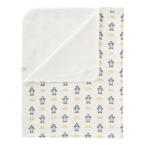 Fresk - Kocyk z bawełny organicznej 80 x 100 cm Pingwin
