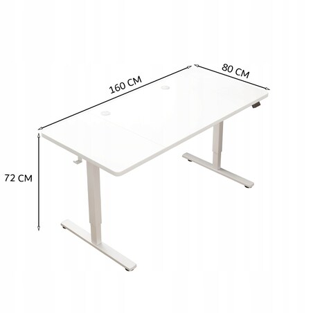Biurko Elektryczne Podnoszone Białe 160x80 Regulowane Wysokości 72-118 cm