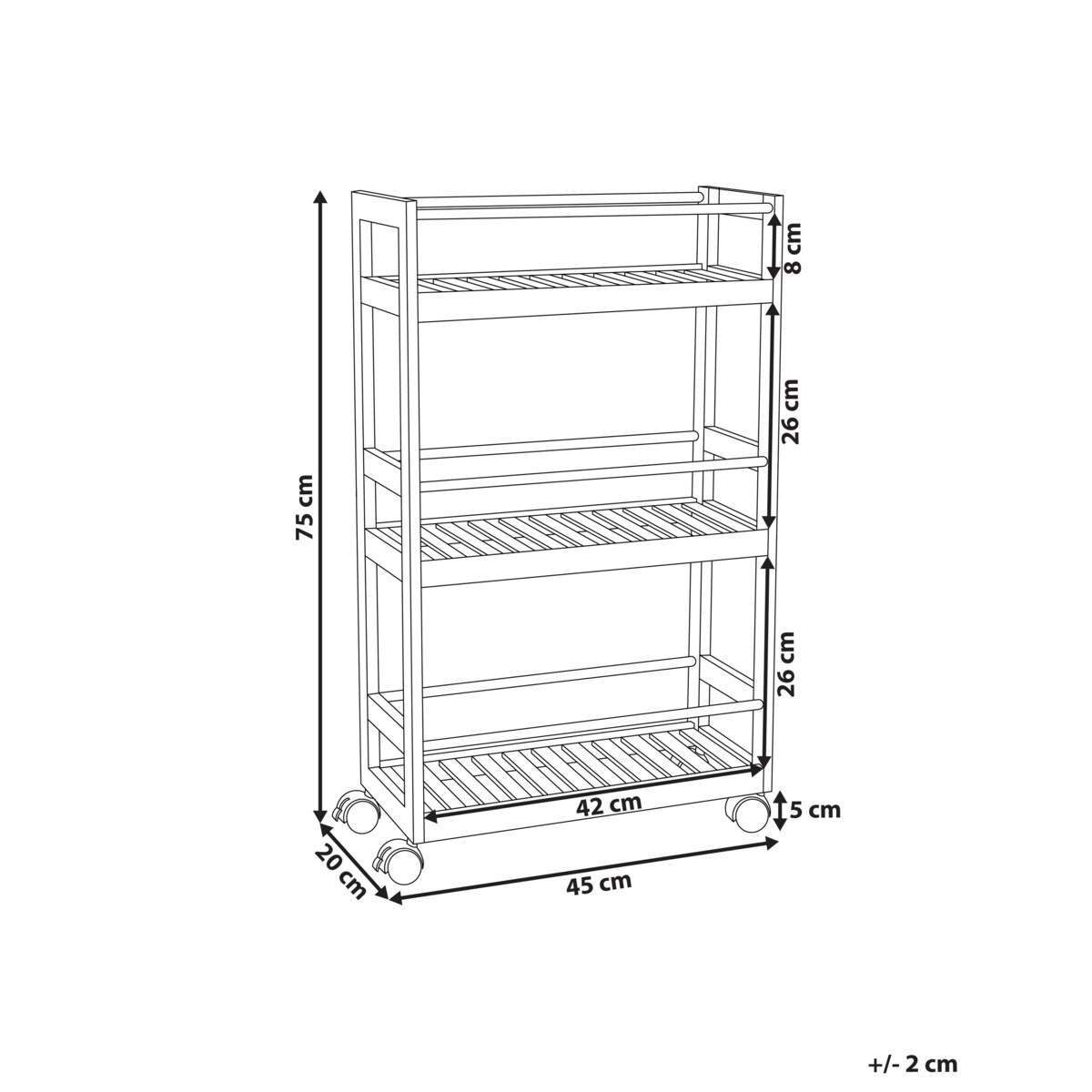Wózek łazienkowy bambusowy jasne drewno QUINTAY