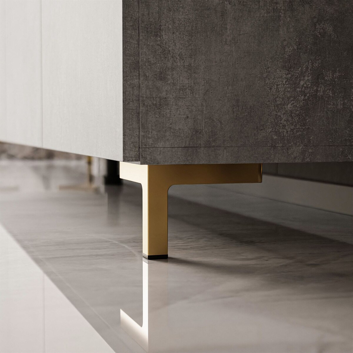 Szafka RTV COLGANTE 200 beton nogi plastikowe złote