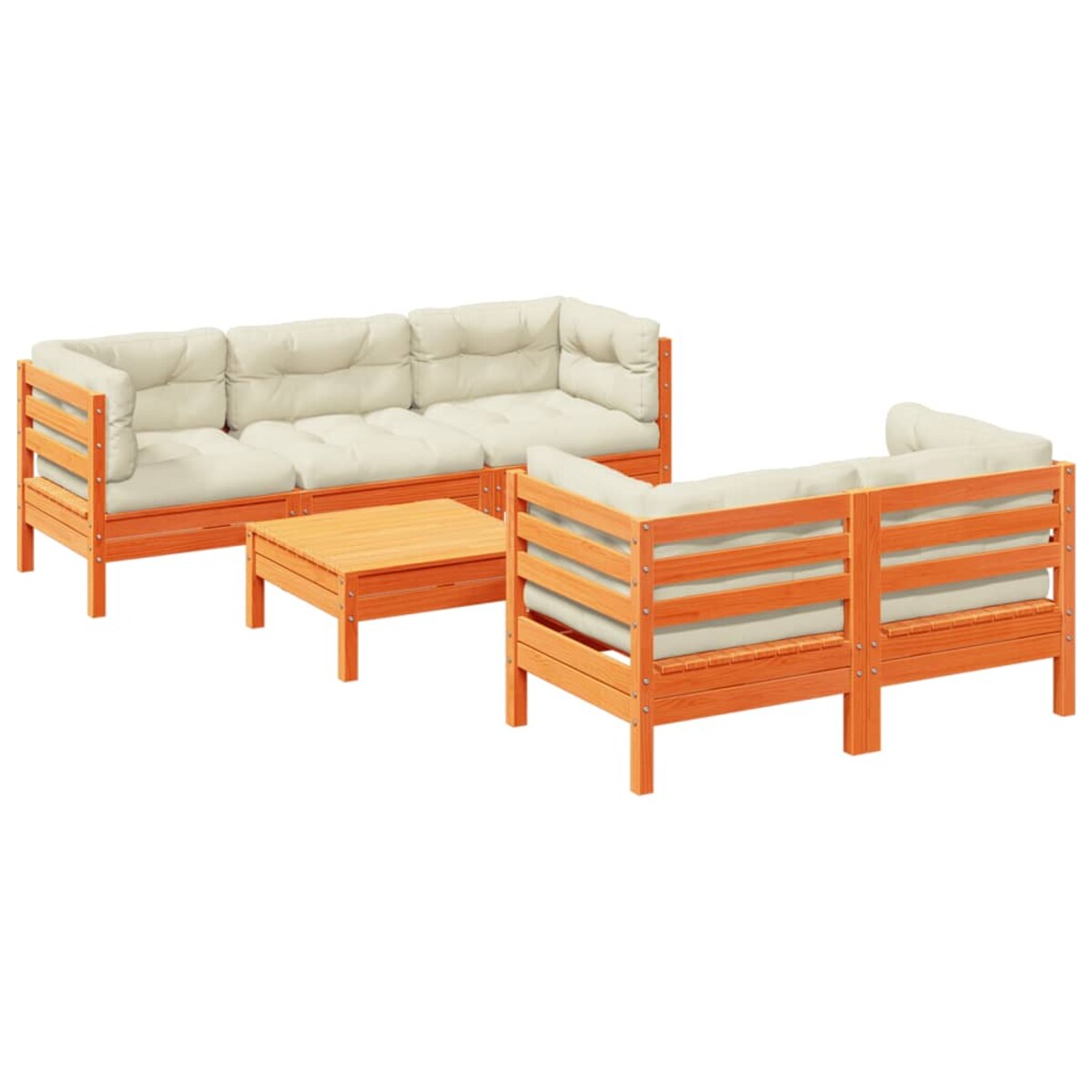 vidaXL 6-cz., ogrodowy zestaw wypoczynkowy z poduszkami, woskowy brąz