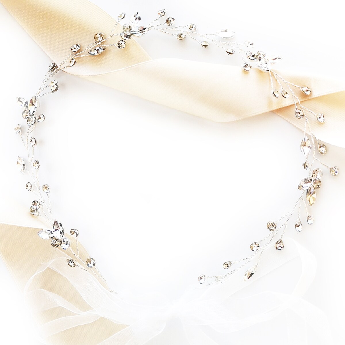 Srebrna GAŁĄZKA ślubna cyrkonie glam błyszcząca ozdoba do włosów