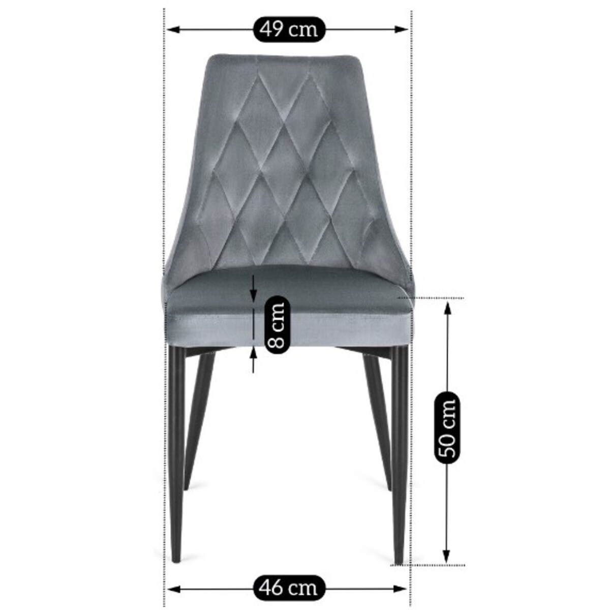 Krzesło Tapicerowane Welur Do Salonu Jadalni Nowoczesne Velvet Szare CORK