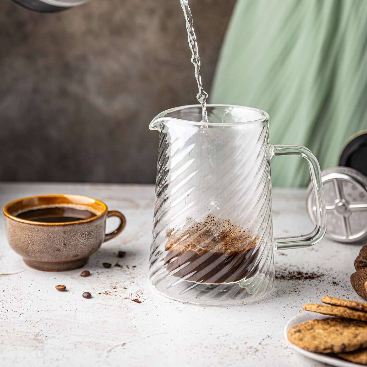 Zaparzacz do kawy herbaty szklany 1000ml French Press złoty KLAUSBERG